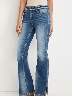 KanCan Mid-Rise Boot Cut Slit Hem Jeans Womens Size 26